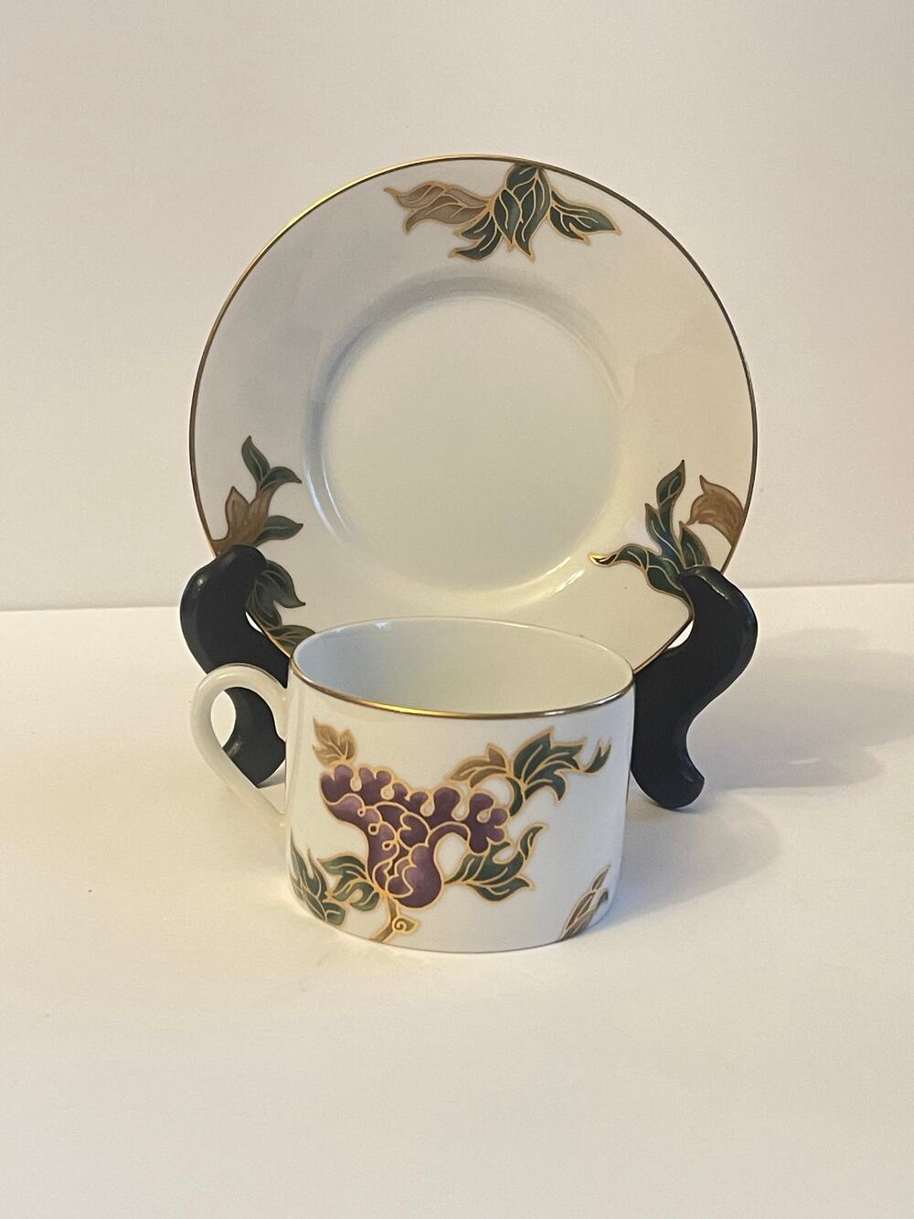 Cloisonne Peony White by FITZ & FLOYD Cup & Saucer
